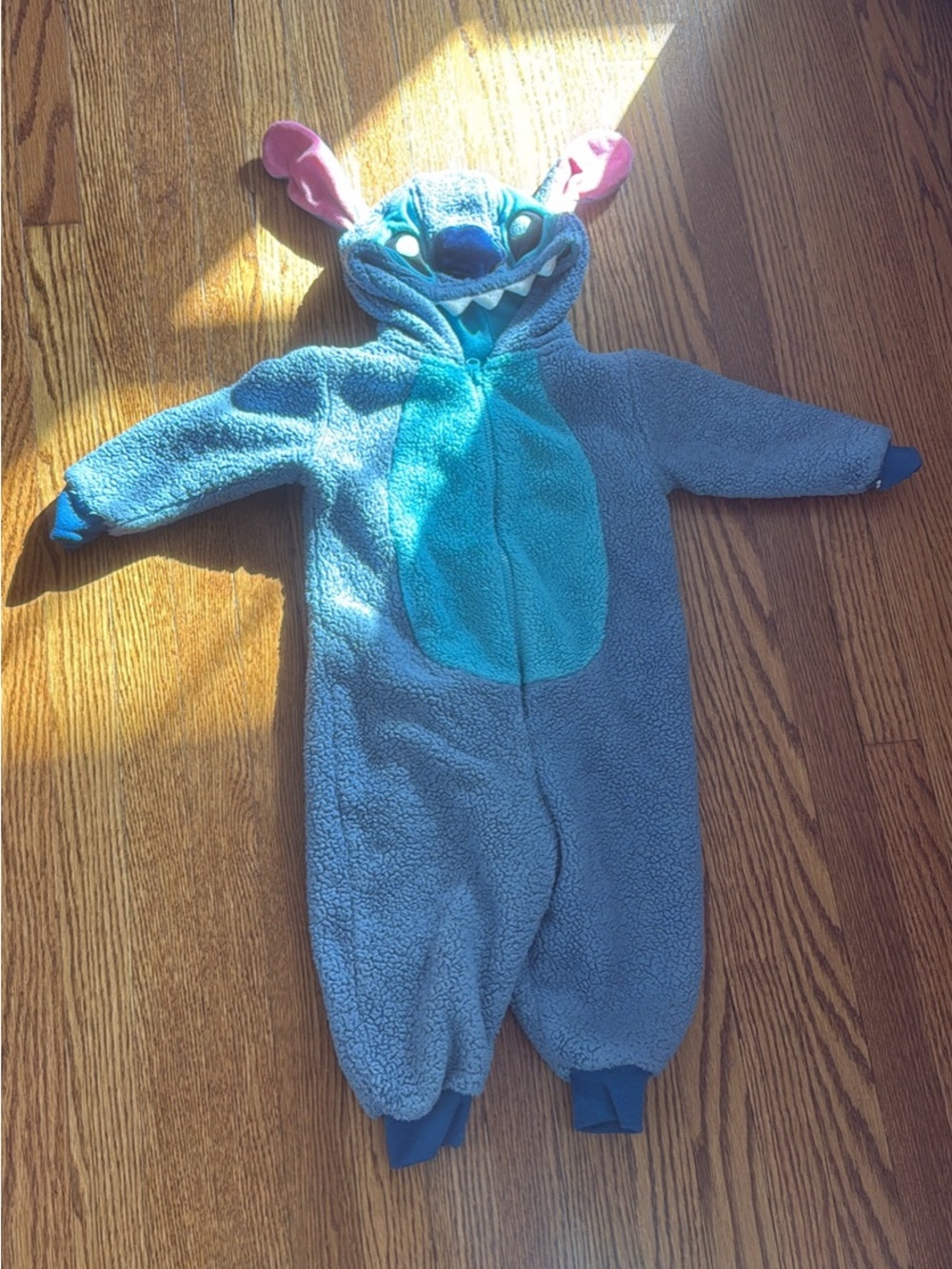 Disney Stitch Fleece Hooded Costume in Blue and Teal with Pink Ear Accents